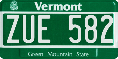 VT license plate ZUE582
