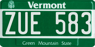 VT license plate ZUE583