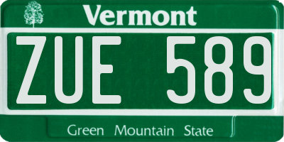 VT license plate ZUE589