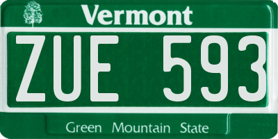 VT license plate ZUE593