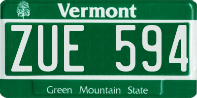 VT license plate ZUE594