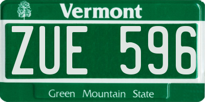 VT license plate ZUE596