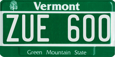 VT license plate ZUE600
