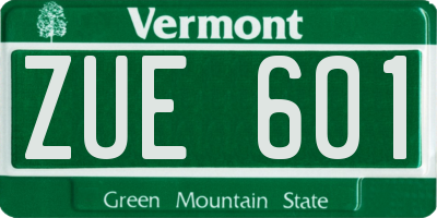 VT license plate ZUE601