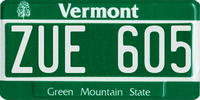 VT license plate ZUE605