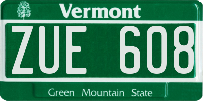 VT license plate ZUE608