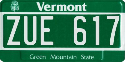 VT license plate ZUE617