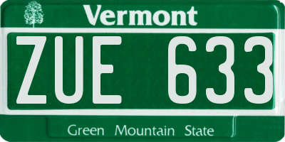 VT license plate ZUE633