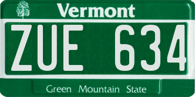 VT license plate ZUE634