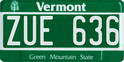 VT license plate ZUE636