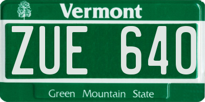 VT license plate ZUE640