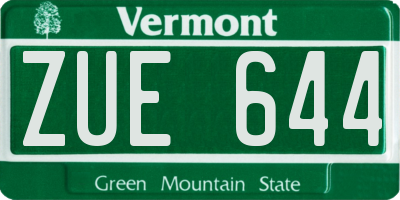 VT license plate ZUE644