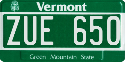 VT license plate ZUE650