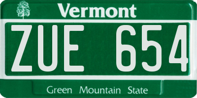 VT license plate ZUE654