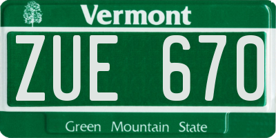 VT license plate ZUE670