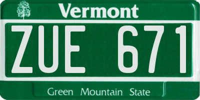 VT license plate ZUE671