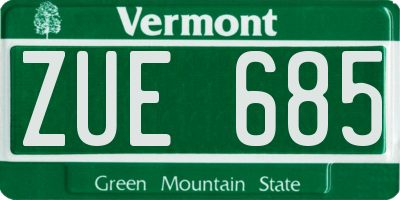VT license plate ZUE685