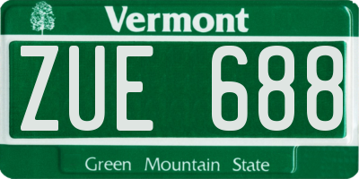 VT license plate ZUE688