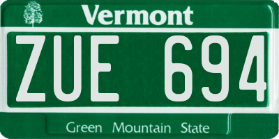 VT license plate ZUE694