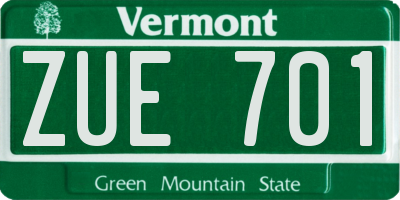 VT license plate ZUE701