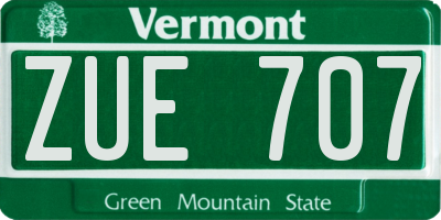 VT license plate ZUE707