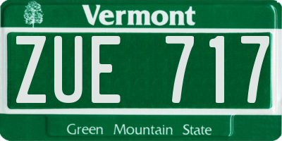 VT license plate ZUE717