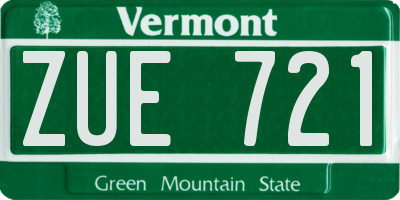 VT license plate ZUE721