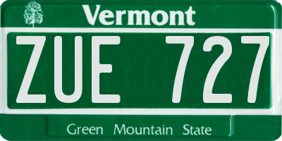 VT license plate ZUE727