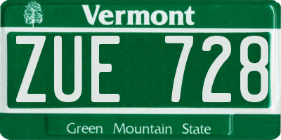 VT license plate ZUE728
