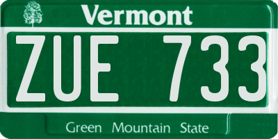 VT license plate ZUE733