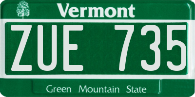 VT license plate ZUE735