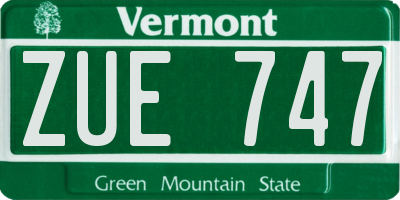 VT license plate ZUE747