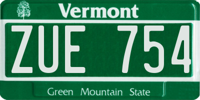 VT license plate ZUE754