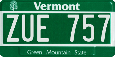 VT license plate ZUE757