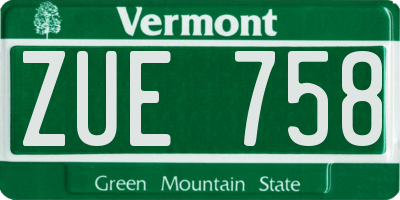 VT license plate ZUE758