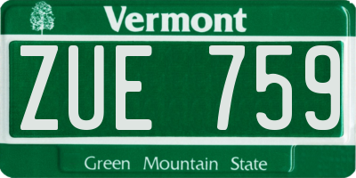 VT license plate ZUE759