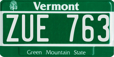 VT license plate ZUE763