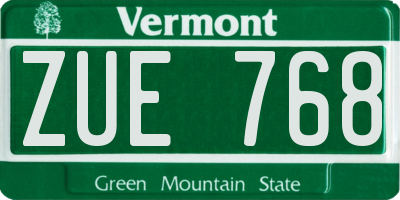 VT license plate ZUE768