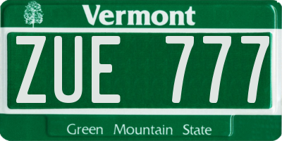 VT license plate ZUE777
