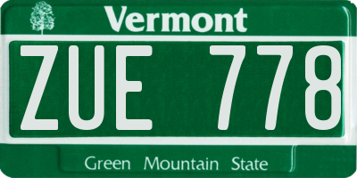 VT license plate ZUE778