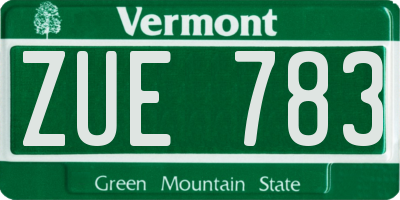 VT license plate ZUE783