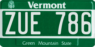 VT license plate ZUE786