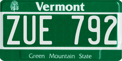 VT license plate ZUE792