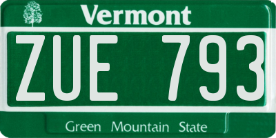 VT license plate ZUE793