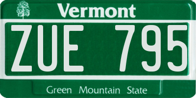 VT license plate ZUE795