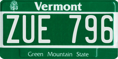VT license plate ZUE796