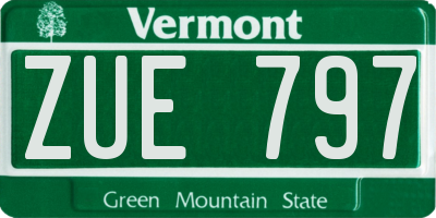 VT license plate ZUE797