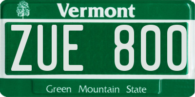 VT license plate ZUE800