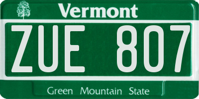 VT license plate ZUE807