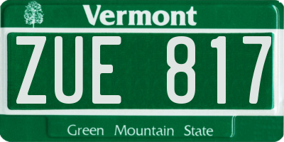 VT license plate ZUE817